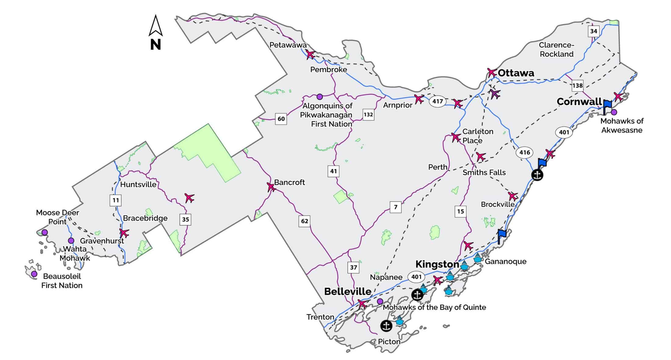 Eastern Ontario transportation Map